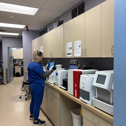 Staff member running labs Staff member running labs