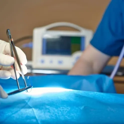 Surgery operation with tweezers