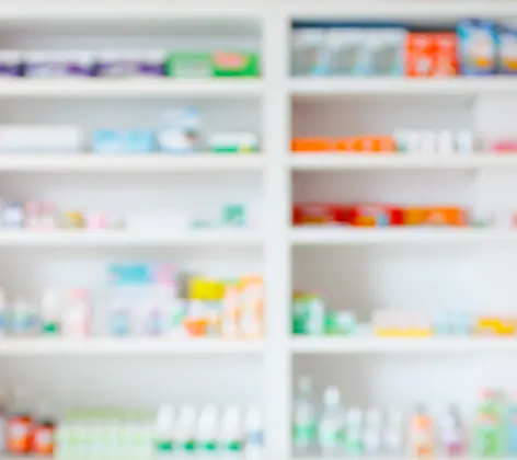 Prescriptions shelves at a pharmacy Prescriptions shelves at a pharmacy