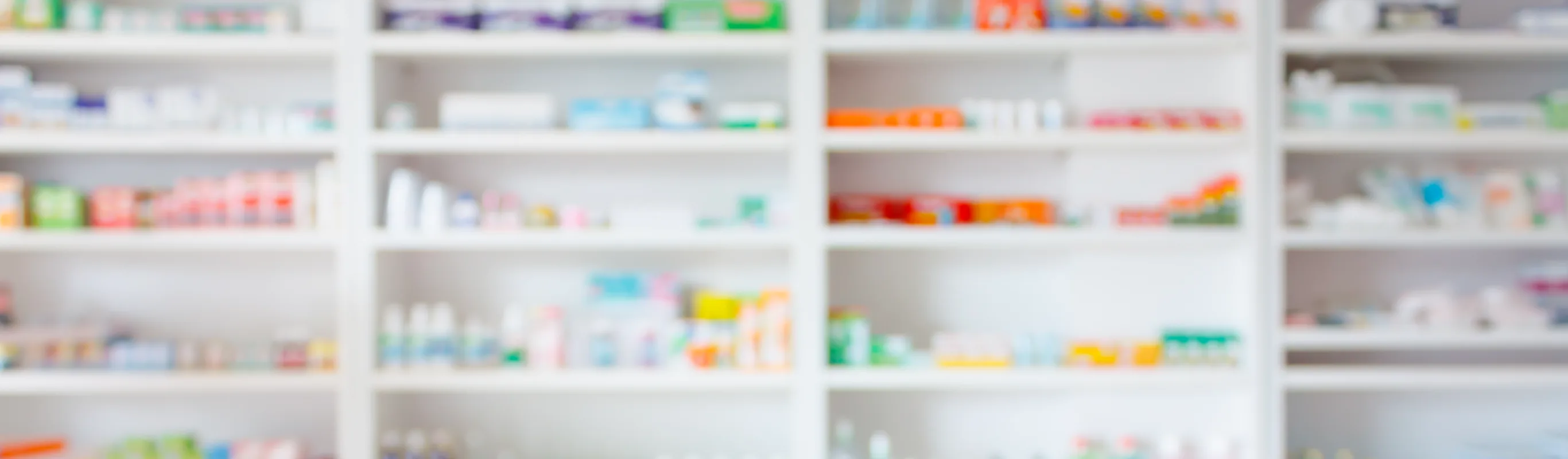 Prescriptions shelves at a pharmacy 
