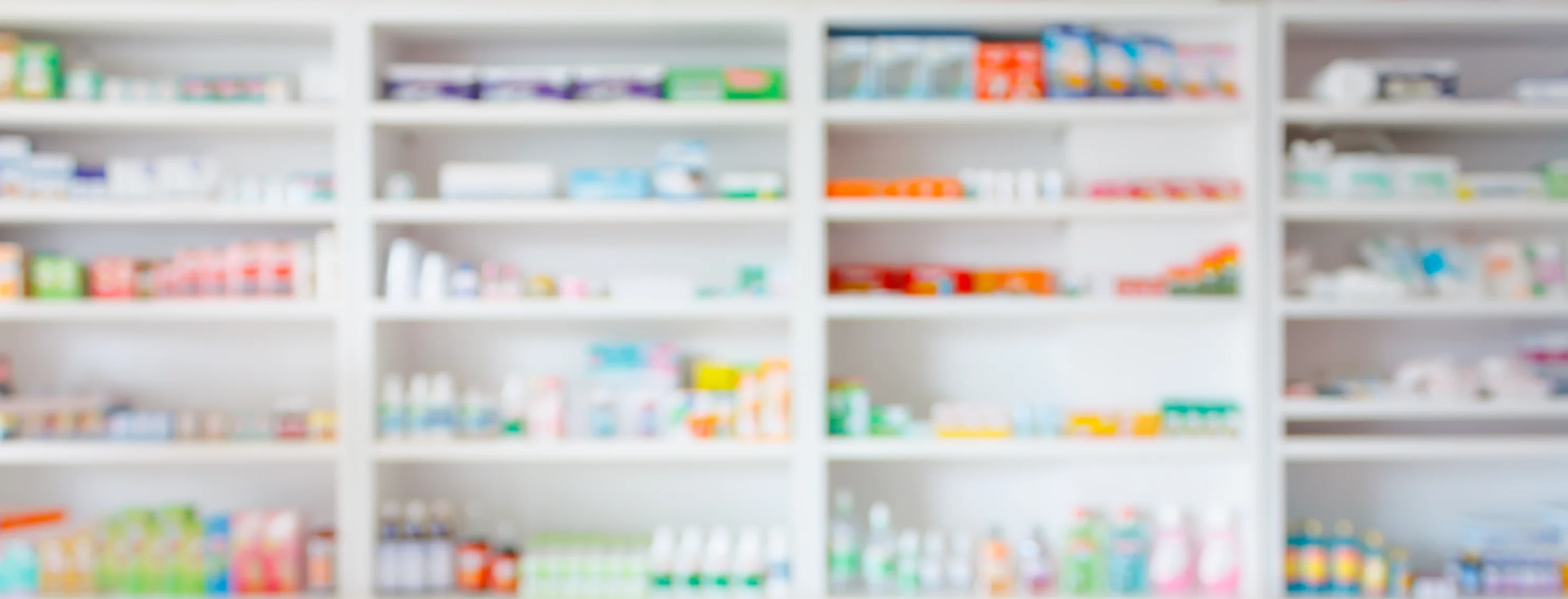 Prescriptions shelves at a pharmacy 