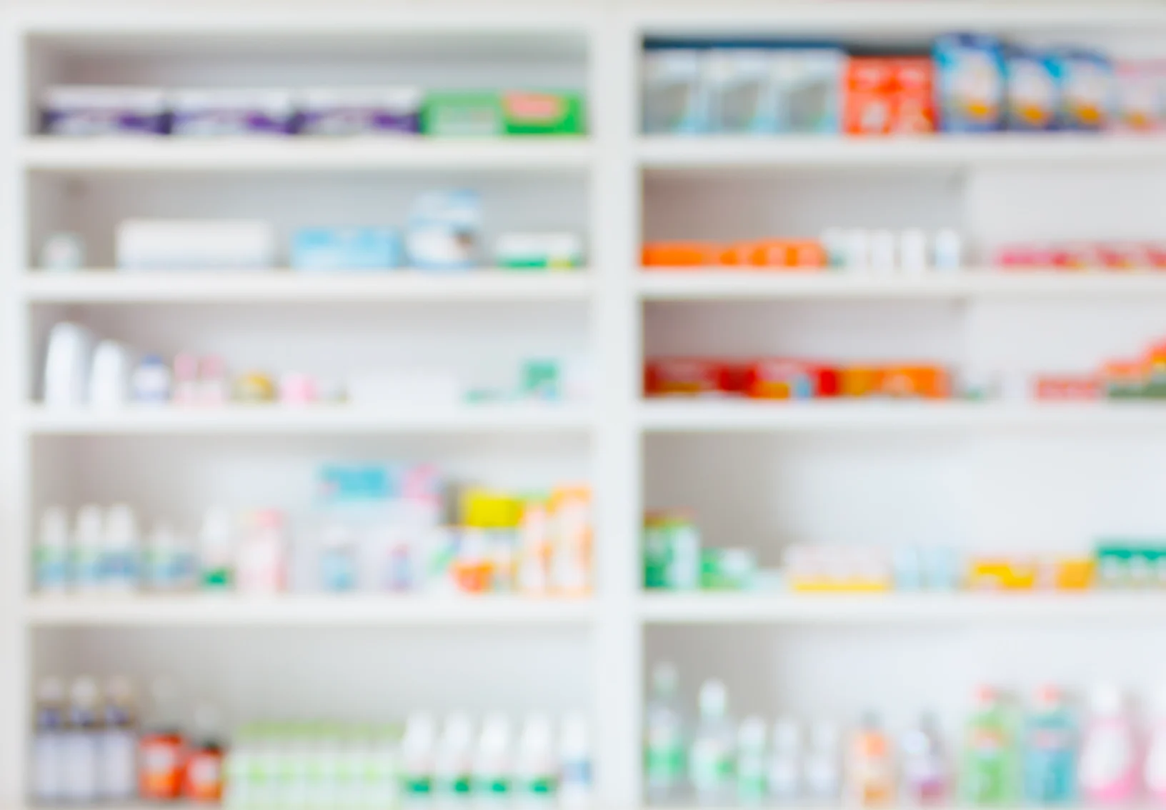 Prescriptions shelves at a pharmacy 