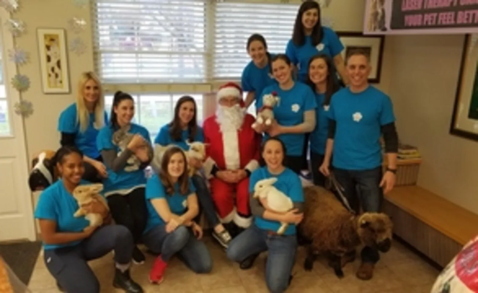 Group Staff image with animals at St. George Hunt Memorial Veterinary Hospital