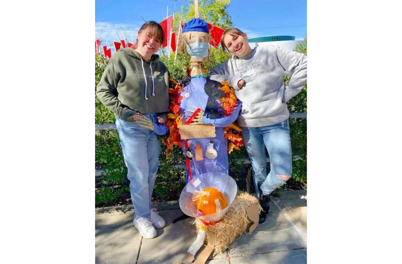 Staff with a Scarecrow and Hay/Pumpkin Dog