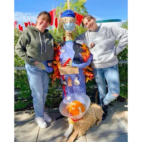 Staff with a Scarecrow and Hay/Pumpkin Dog Staff with a Scarecrow and Hay/Pumpkin Dog