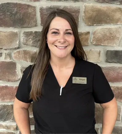 Morgan smiling at the camera Morgan smiling at the camera