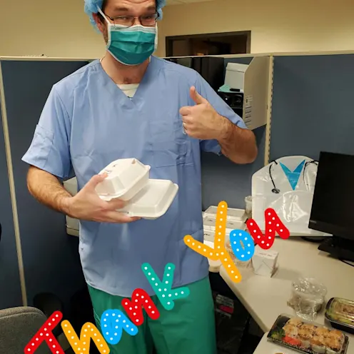 Dr. Forrest Townsend giving a thumbs up at Westbridge Veterinary Referral Hospital Dr. Forrest Townsend giving a thumbs up at Westbridge Veterinary Referral Hospital