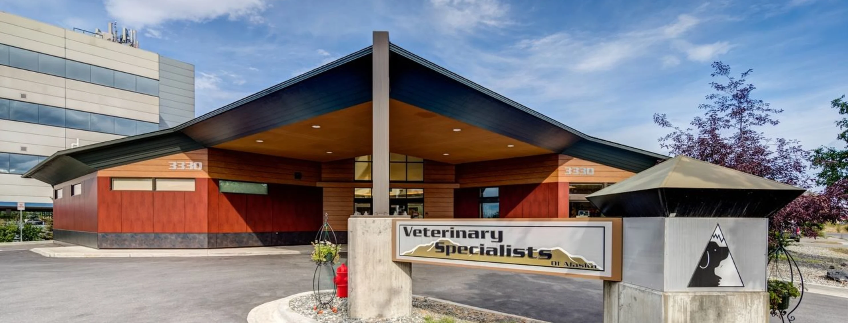 View of the Veterinary Specialists of Alaska Building from parking lot