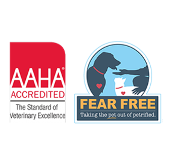Logos for AAHA and Fear Free Logos for AAHA and Fear Free