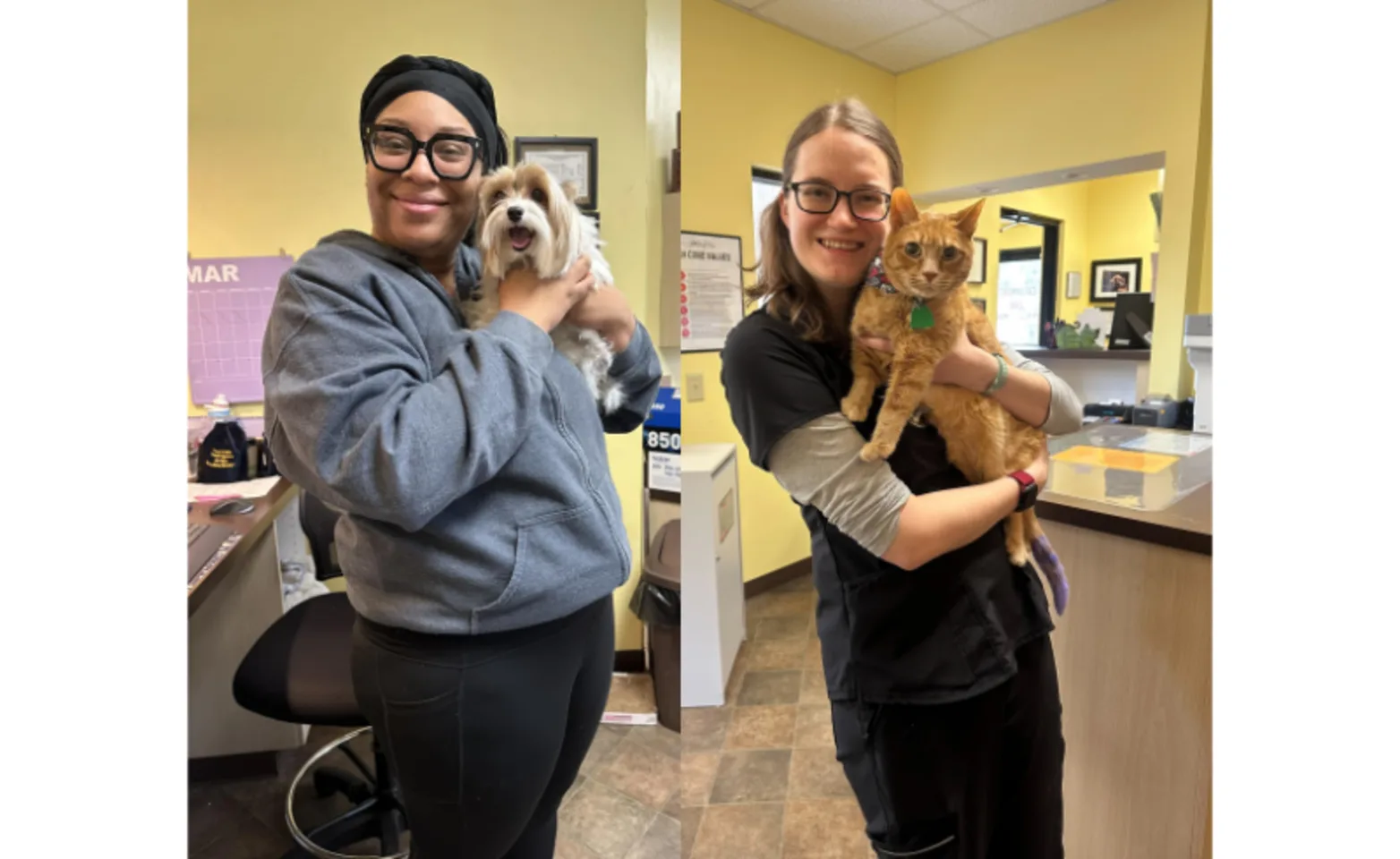 Staff Holding Dog & Cat at Roxboro Animal Hospital Staff Holding Dog & Cat at Roxboro Animal Hospital