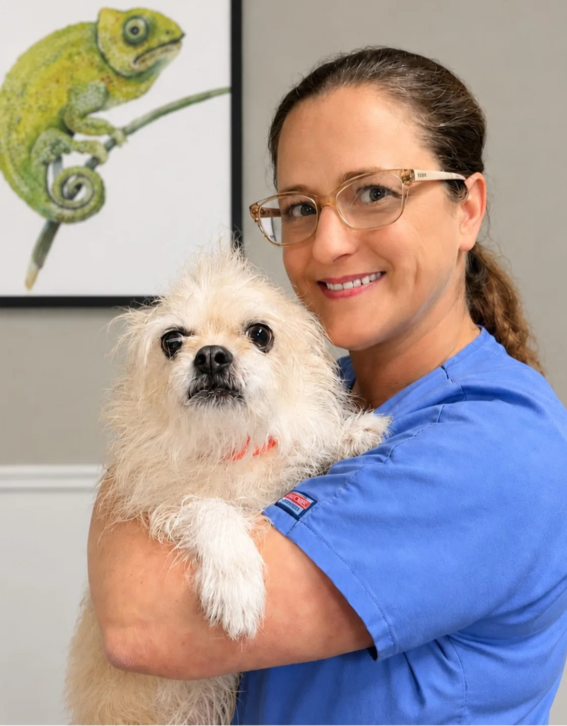 Candi's staff photo from Spanish Trail Animal Hospital where she is holding a puppy chihuahua. Candi's staff photo from Spanish Trail Animal Hospital where she is holding a puppy chihuahua.