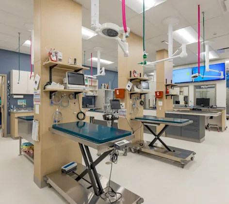 Operating tables in a backroom Operating tables in a backroom