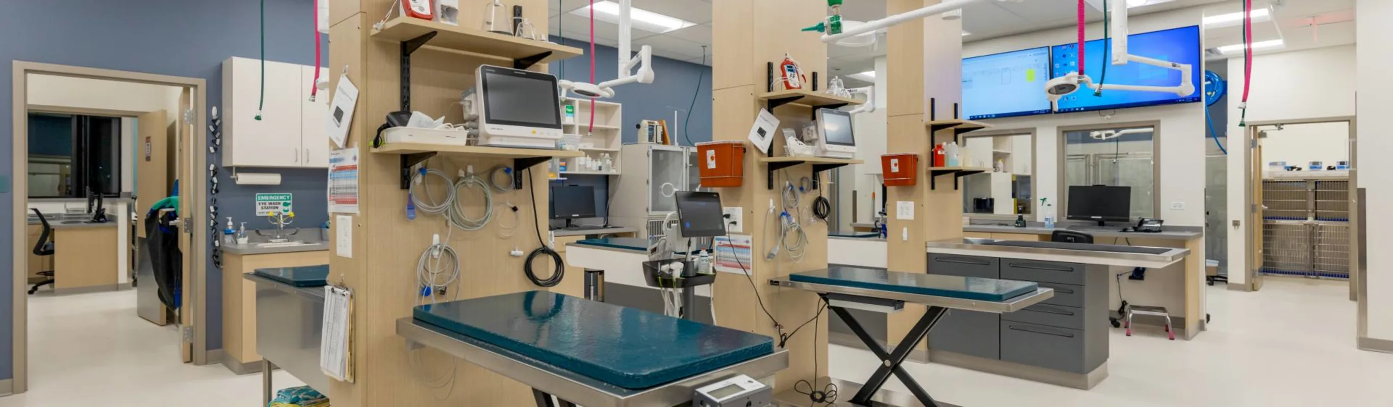 Operating tables in a backroom Operating tables in a backroom