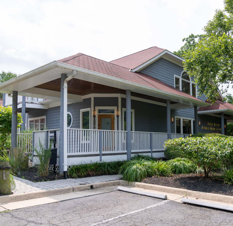 Parking lot and building entrance