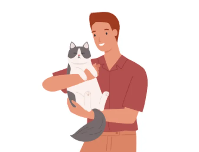 Cartoon of a Man Holding a Cat