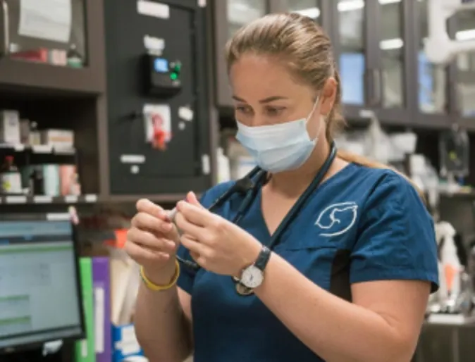 A Mountainside employee working in a lab A Mountainside employee working in a lab