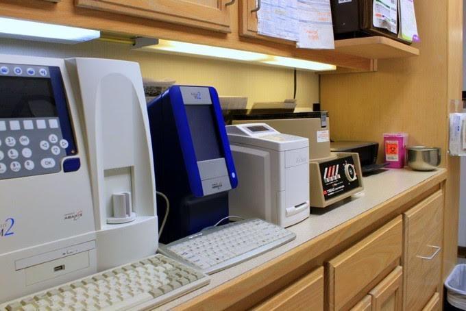 Various diagnostic veterinary equipment used at Eastview Veterinary Clinic