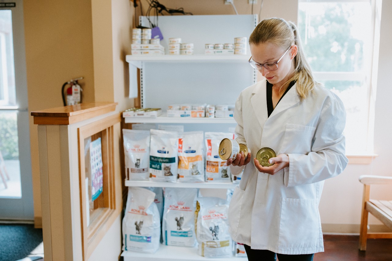 North Creek Pet Hospital Vet with dog food