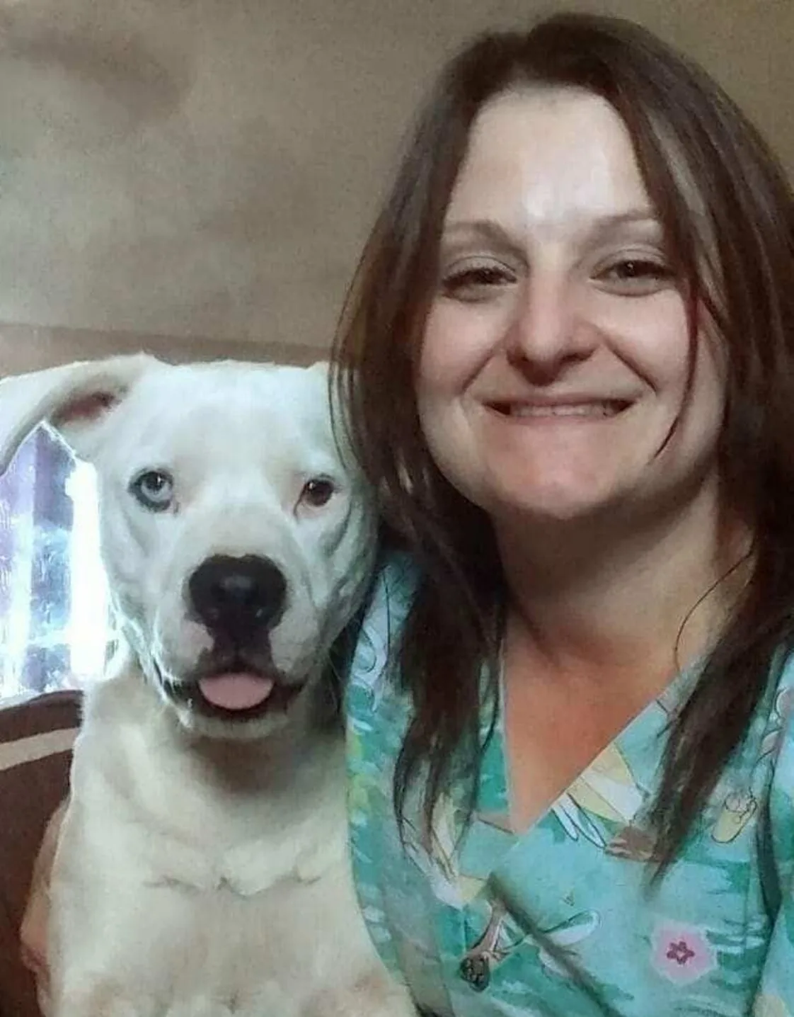Kim with white dog Kim with white dog