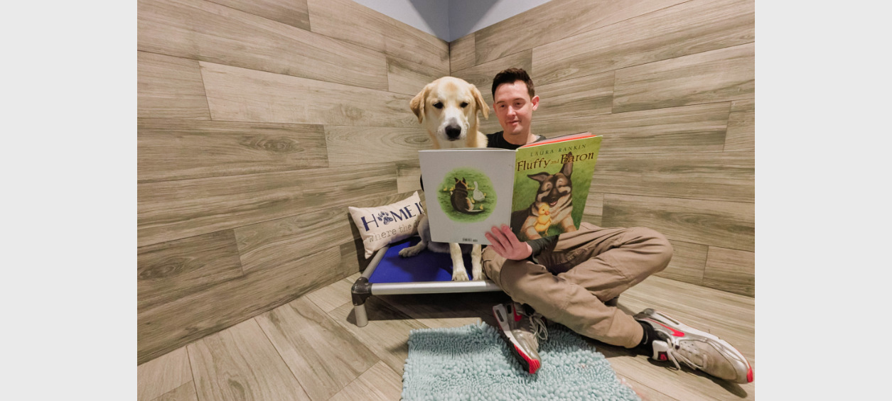 Staff reading to lab