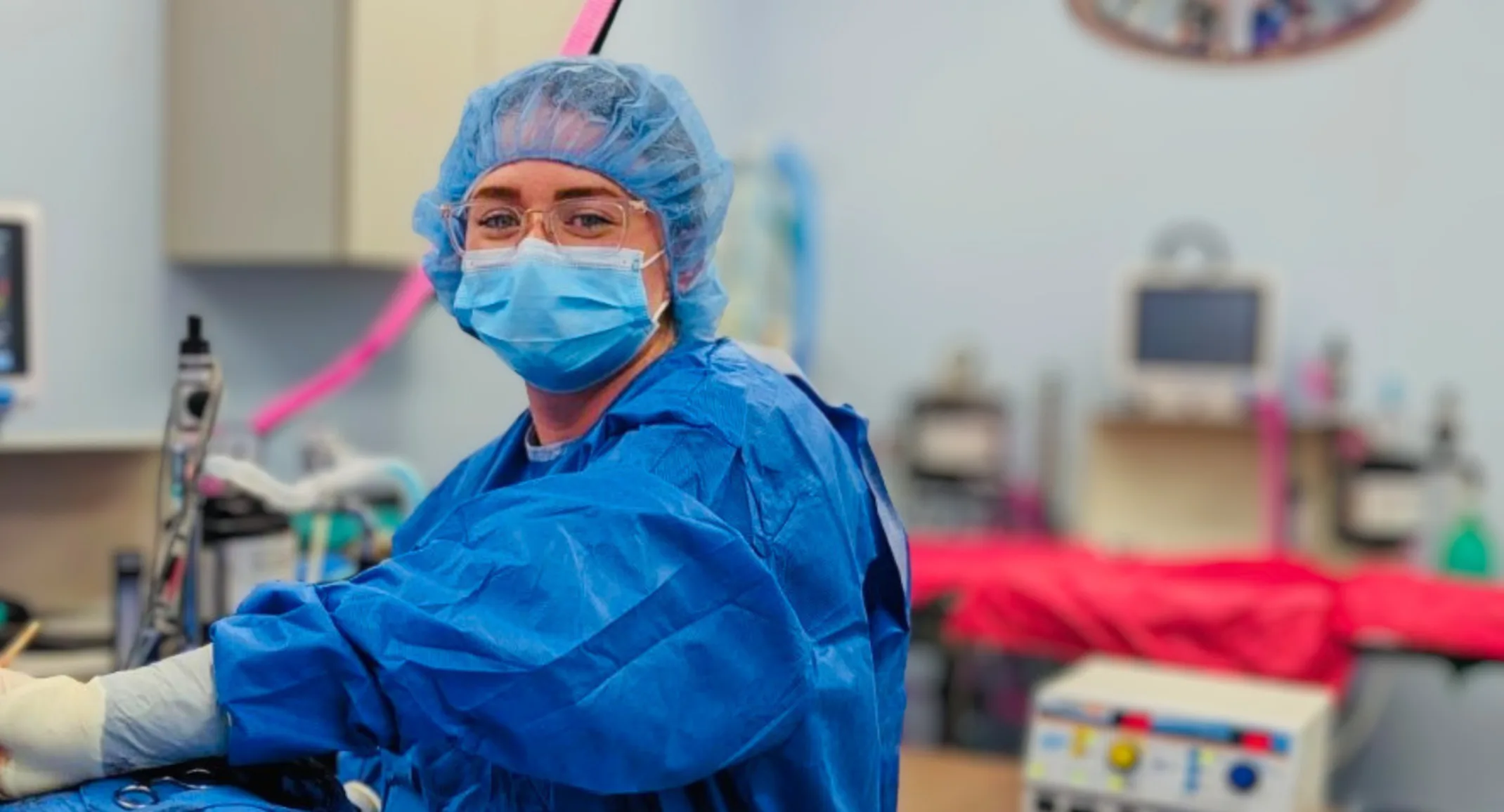 Dr. Cluck dressed in blue garb and a blue mask. Dr. Cluck dressed in blue garb and a blue mask.