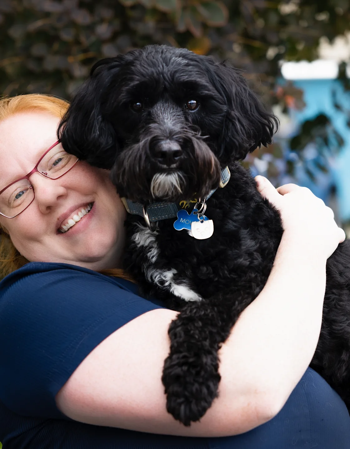 Tifany with a white dog Tifany with a white dog