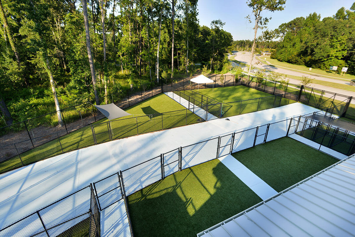 Wide Angle View of Outdoor Kennels