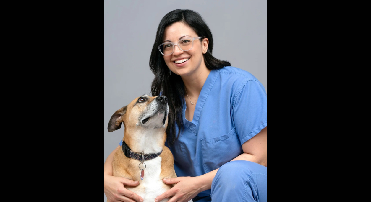 Dr. Kelly Saverino and a dog