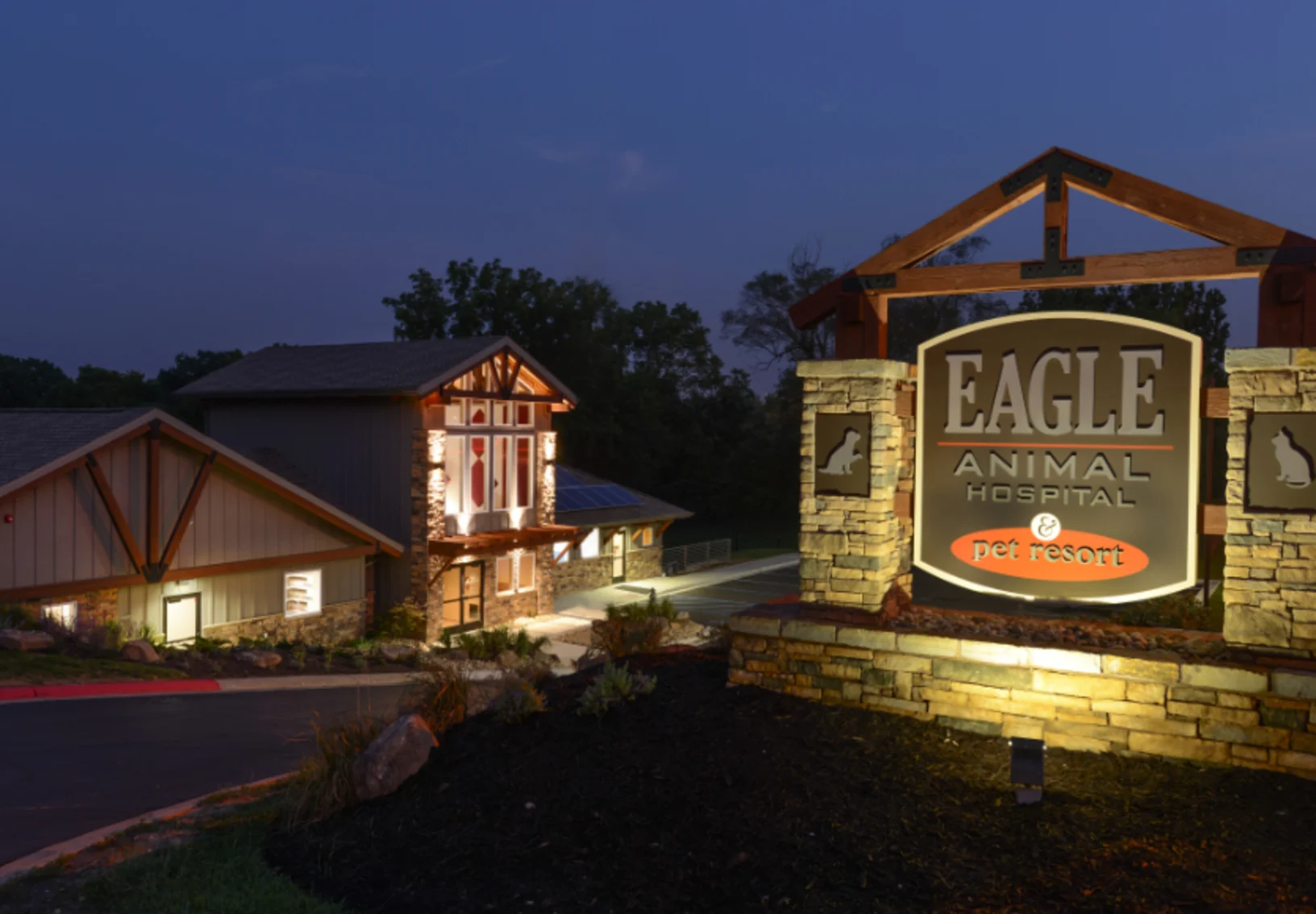 Eagle Animal Hospital Riverside from outside at night Eagle Animal Hospital Riverside from outside at night
