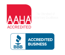 The American Animal Hospital Association (AAHA) Accredited and Better Business Bureau (BBB) Logo