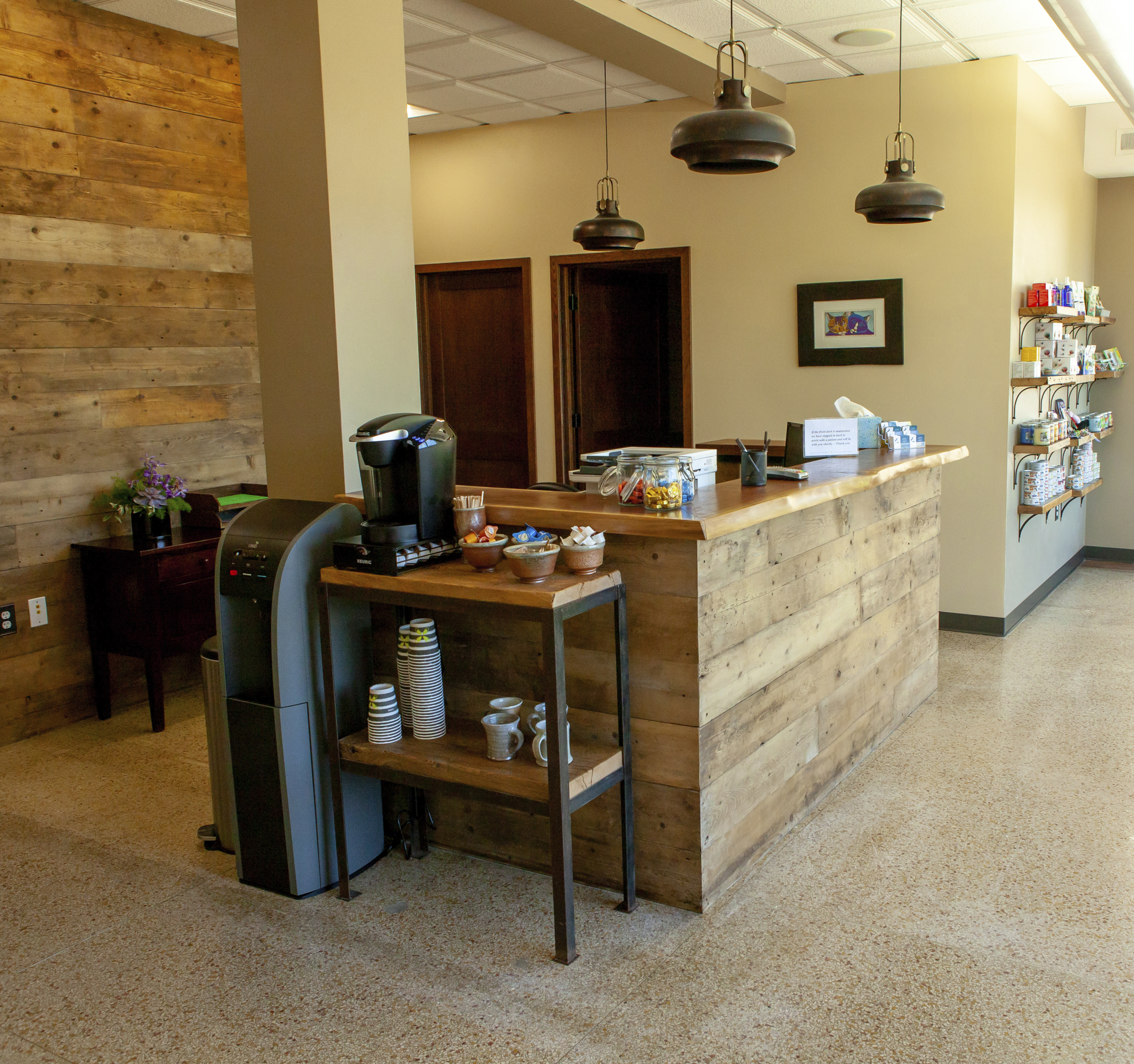 Front Desk view from the coffee machine 