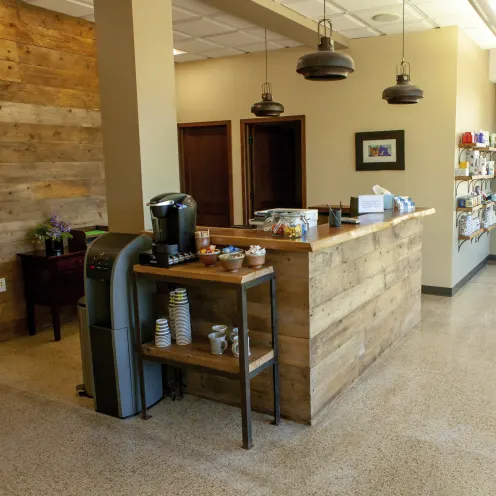 Front Desk view from the coffee machine Front Desk view from the coffee machine