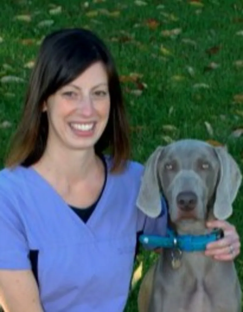 Gillian and a grey dog