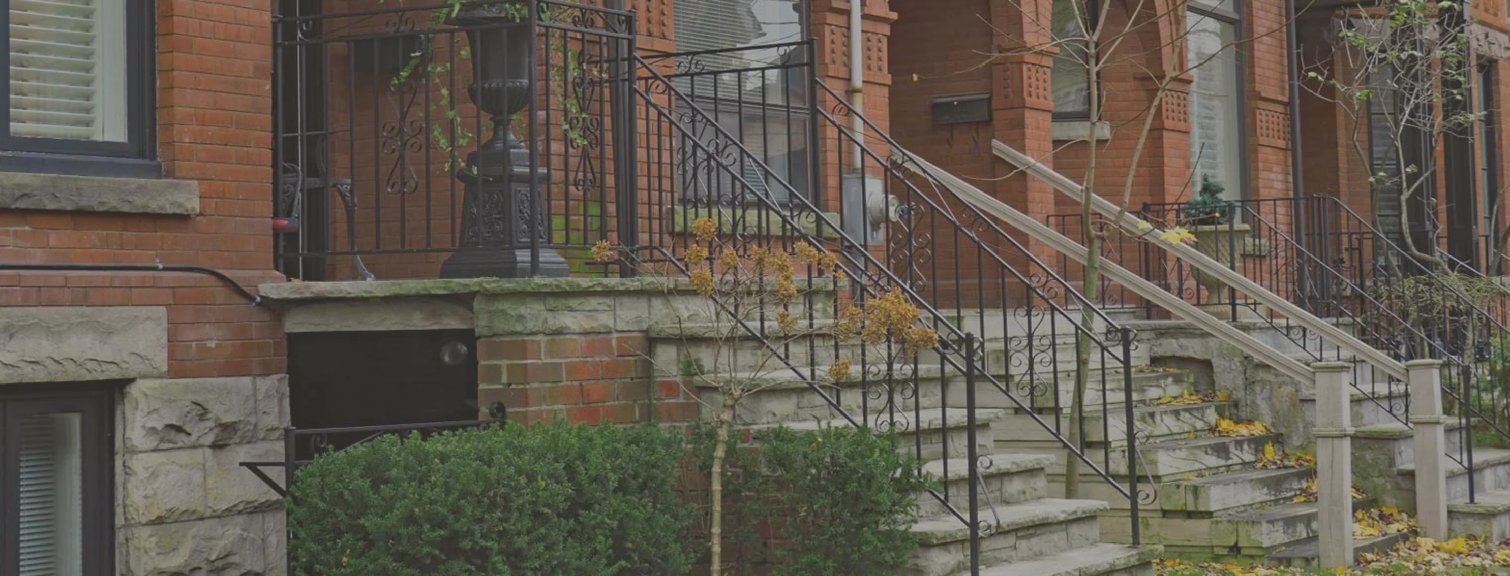 Brownstone Building Front with a grayish filter