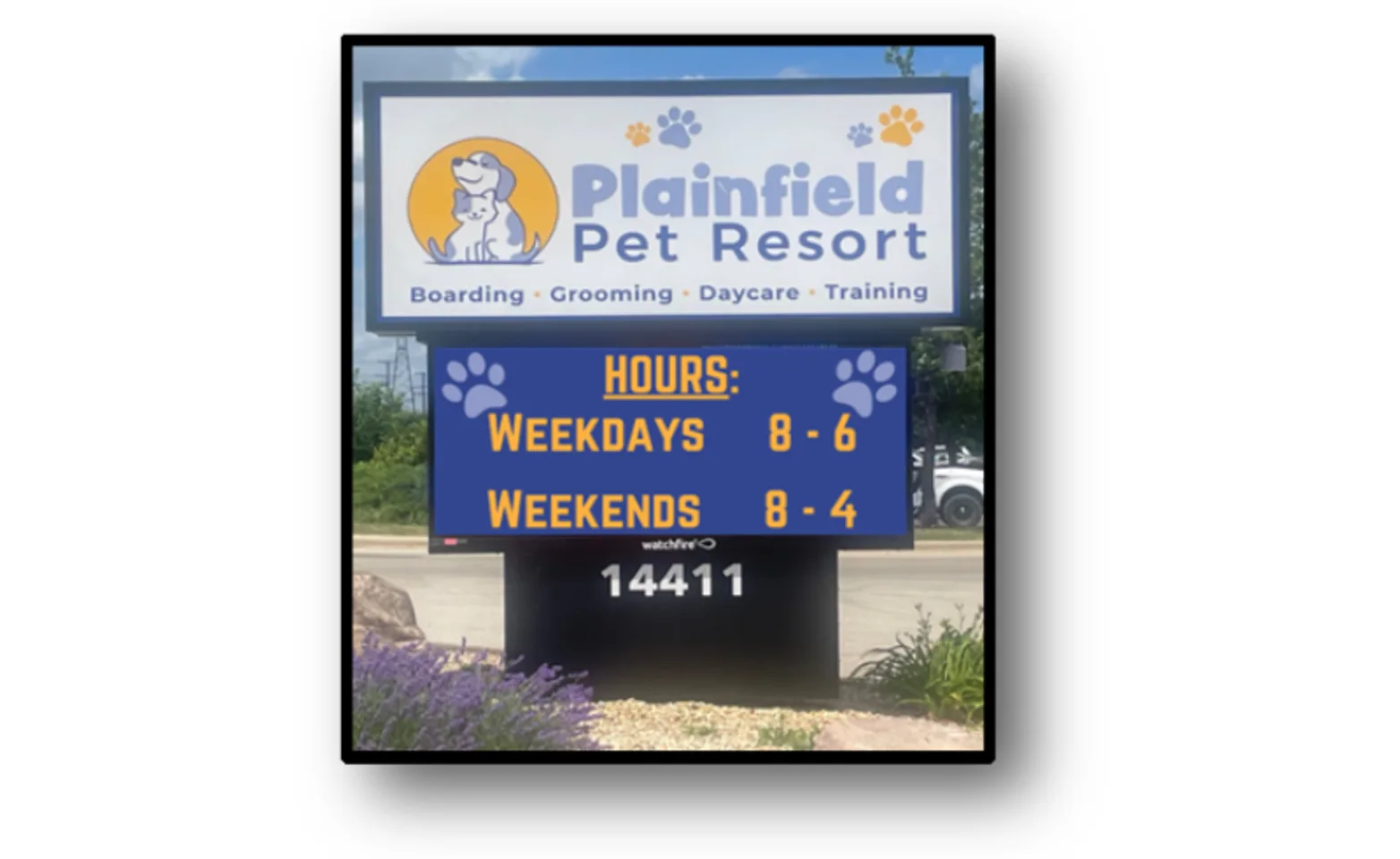 Plainfield Pet Resort's New Sign Plainfield Pet Resort's New Sign