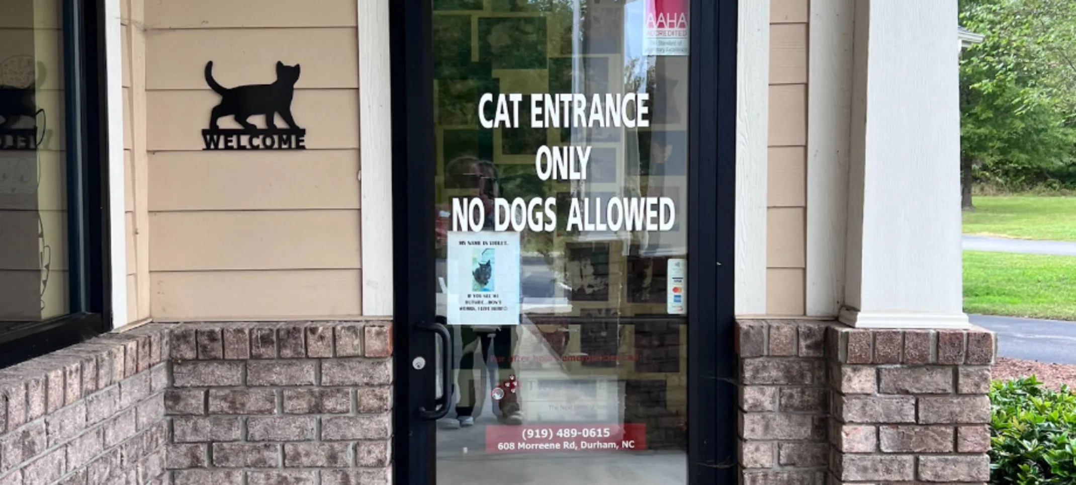 Cat entrance door of the Roxboro Animal Hospital Cat entrance door of the Roxboro Animal Hospital