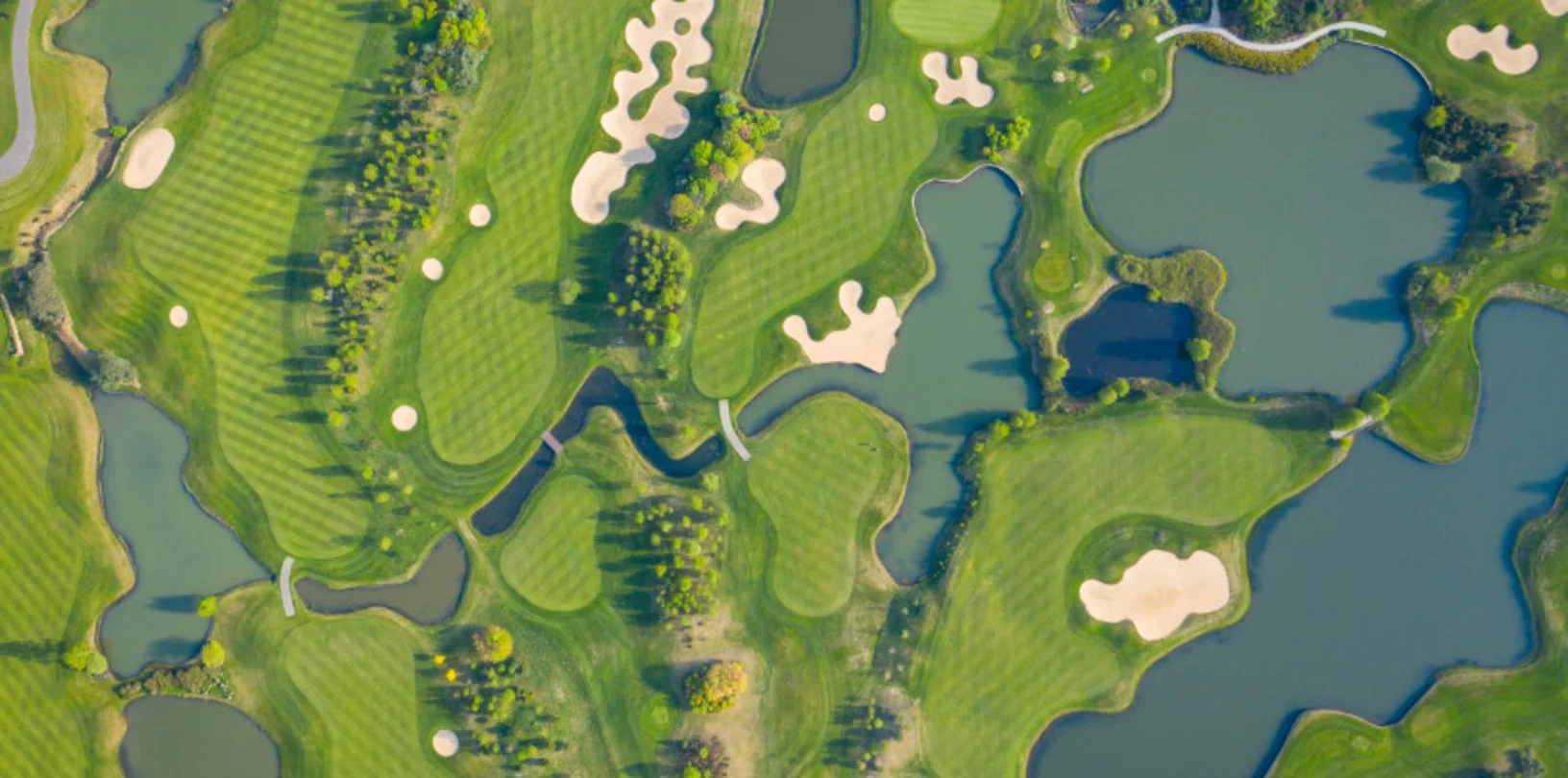 Bird's eye view of a gold course Bird's eye view of a gold course