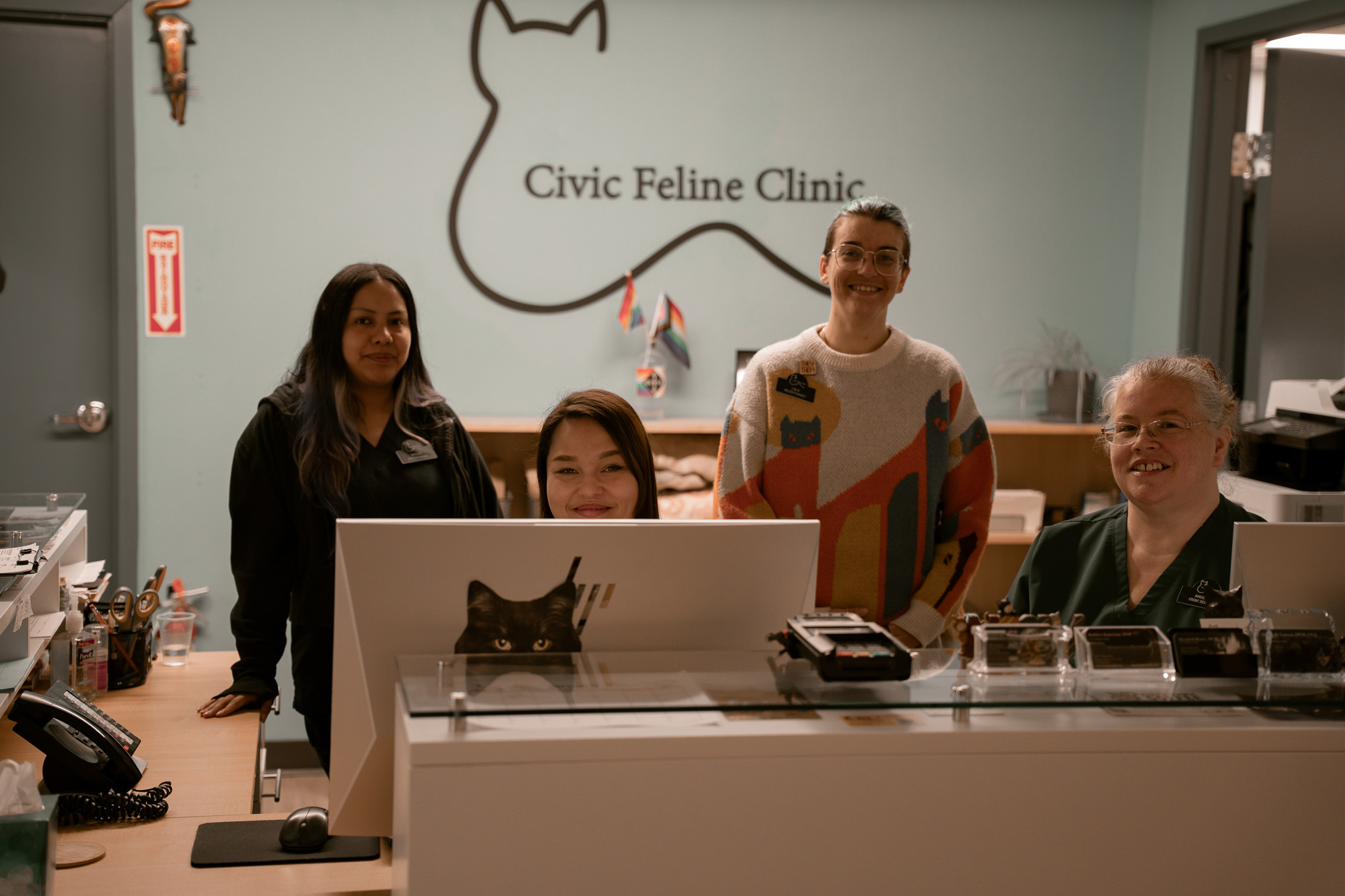 Reception team at Civic Feline Clinic