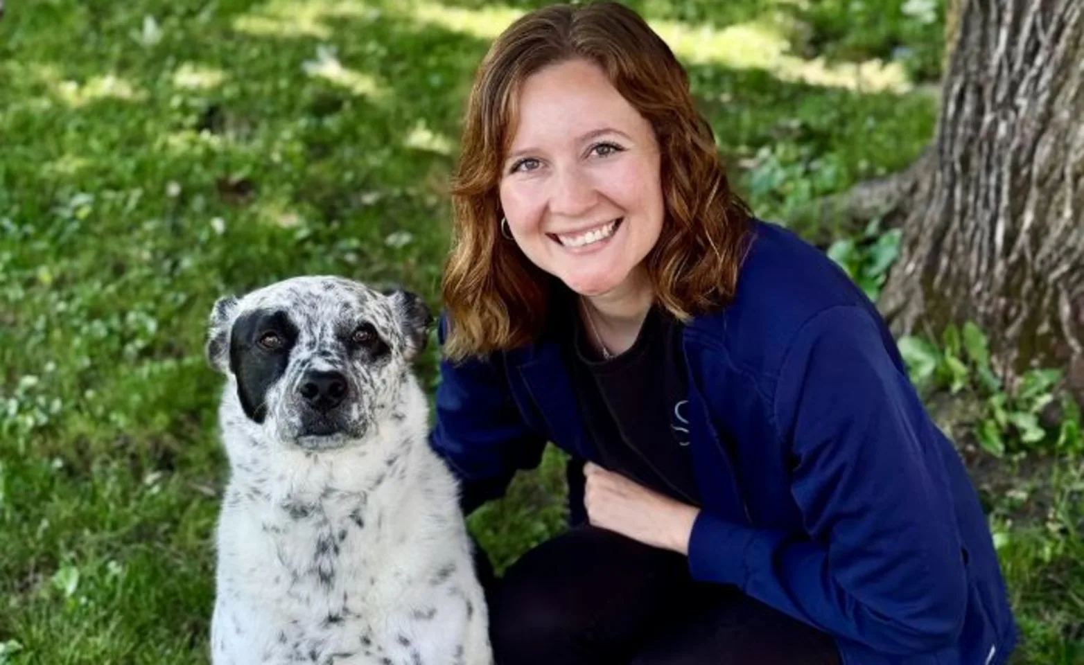 Yorkville Staff Member and Dog Smiling Yorkville Staff Member and Dog Smiling