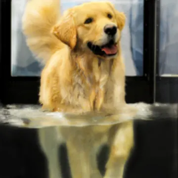 A golden retriever in water A golden retriever in water