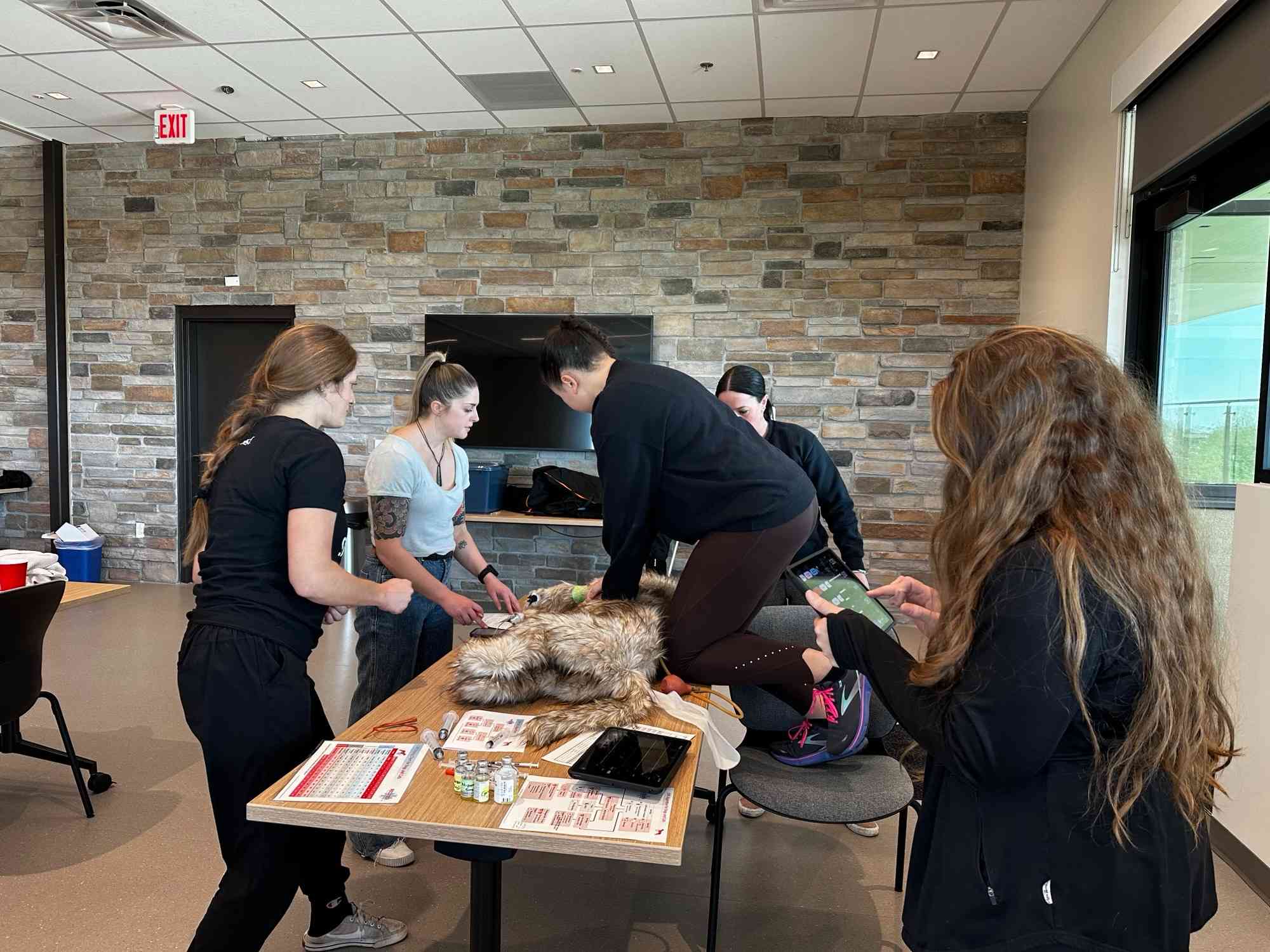 Staff performing CPR on a mannequin