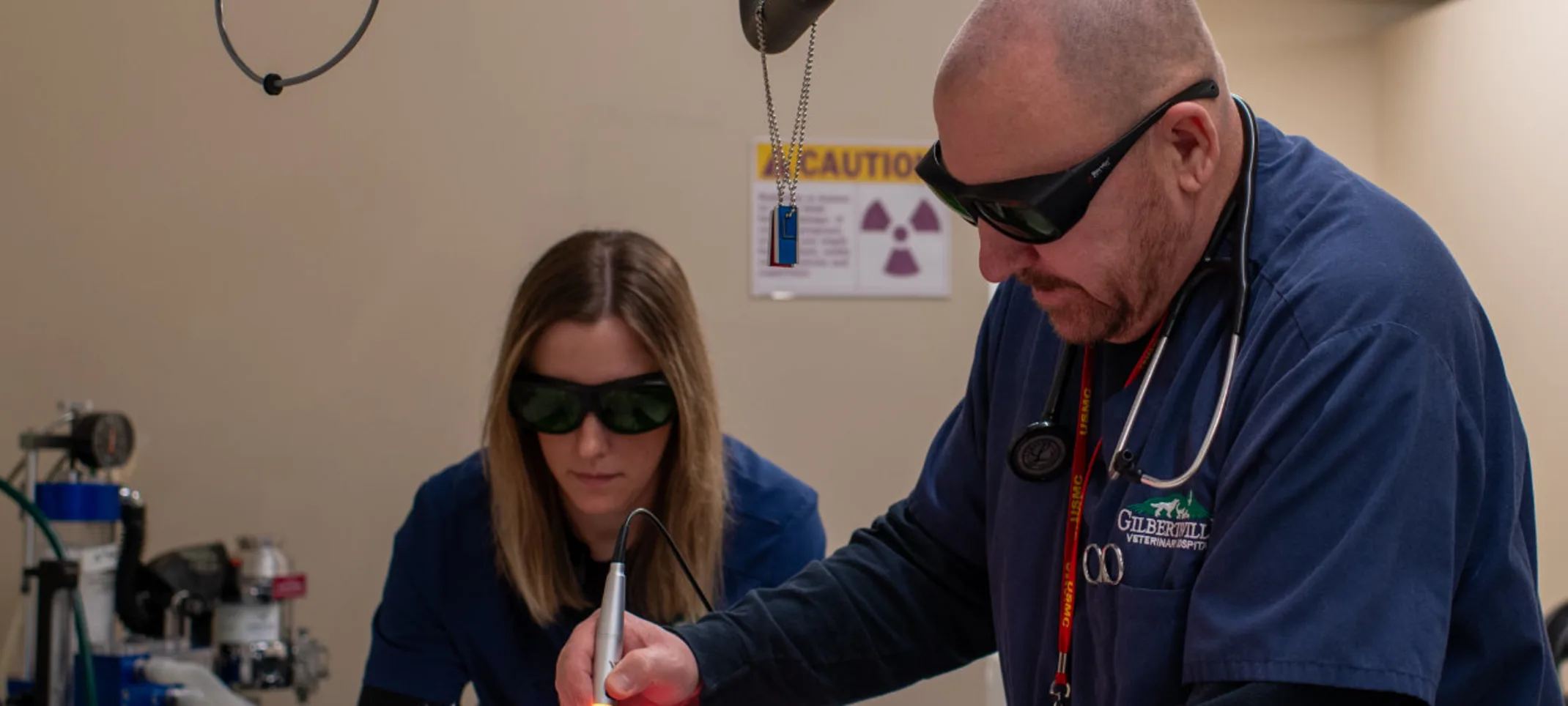 Gilbertsville VH Staff performing laser therapy Gilbertsville VH Staff performing laser therapy