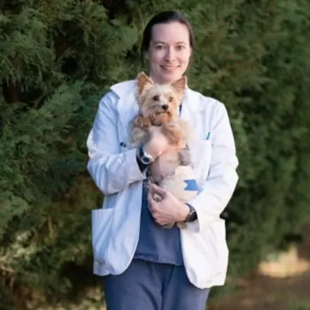 Dr. Jessica Gambriell WITH A DOG