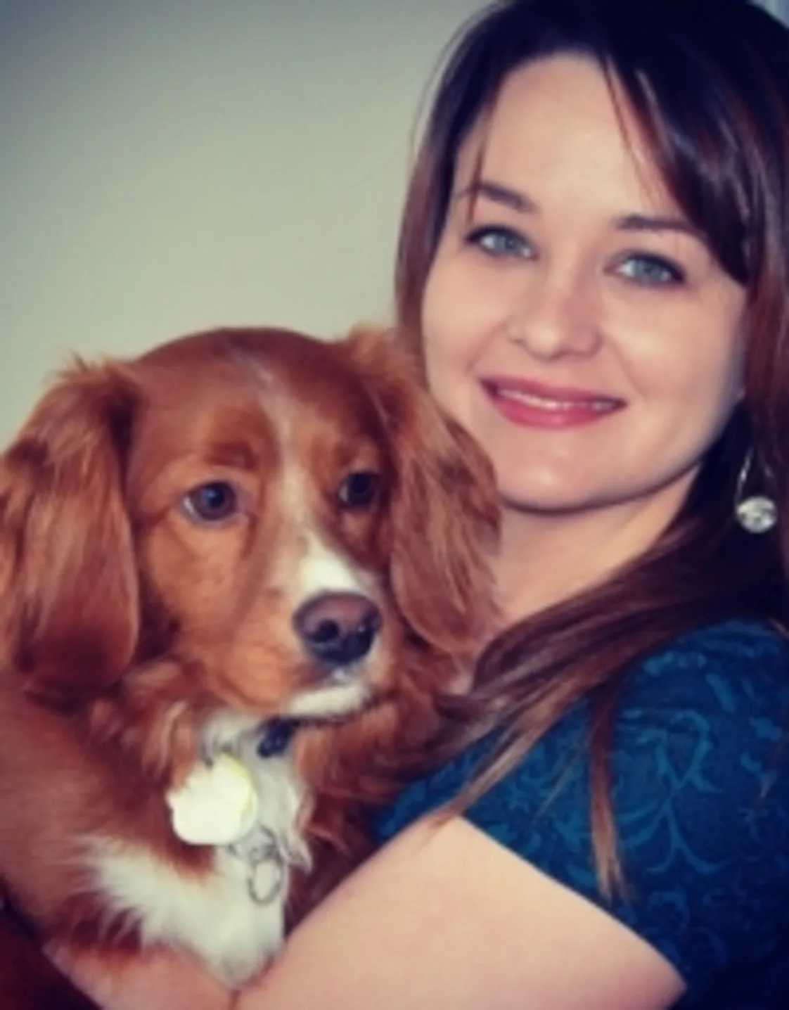 Amanda Holding a Brown Dog Amanda Holding a Brown Dog