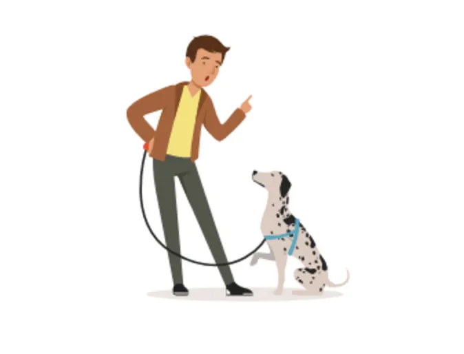 Cartoon illustration of a Boy Talking to a Dalmatian (Dog)