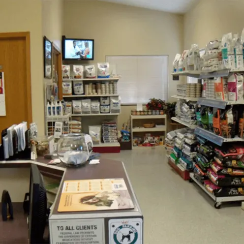 All City Pet Care West Reception area and supplies