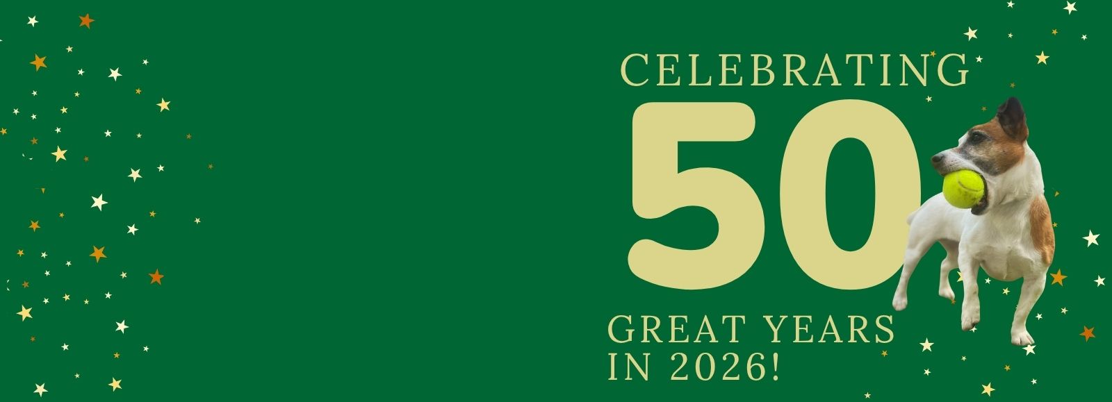 Candlewick Kennels 50th Anniversary Dog with Tennis Ball