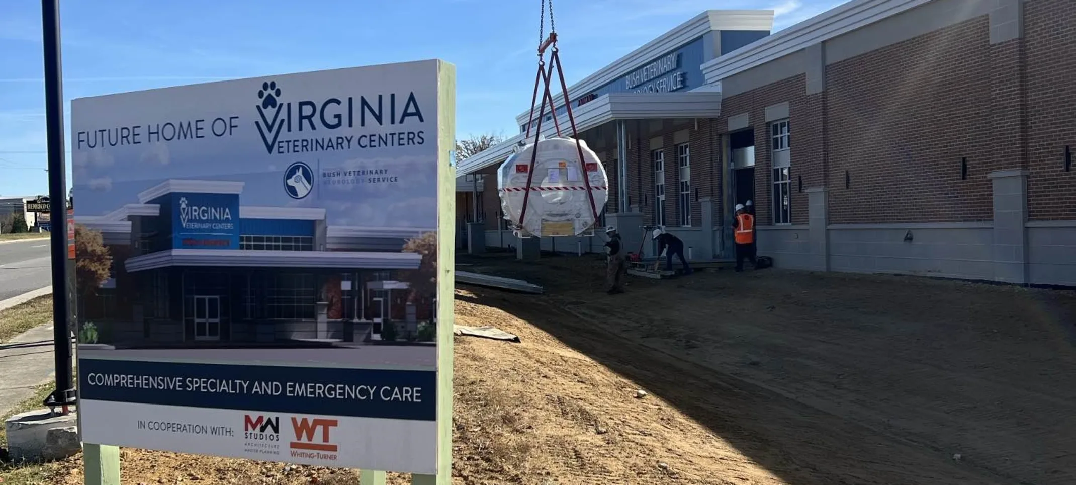 Construction sign and crane machine Construction sign and crane machine