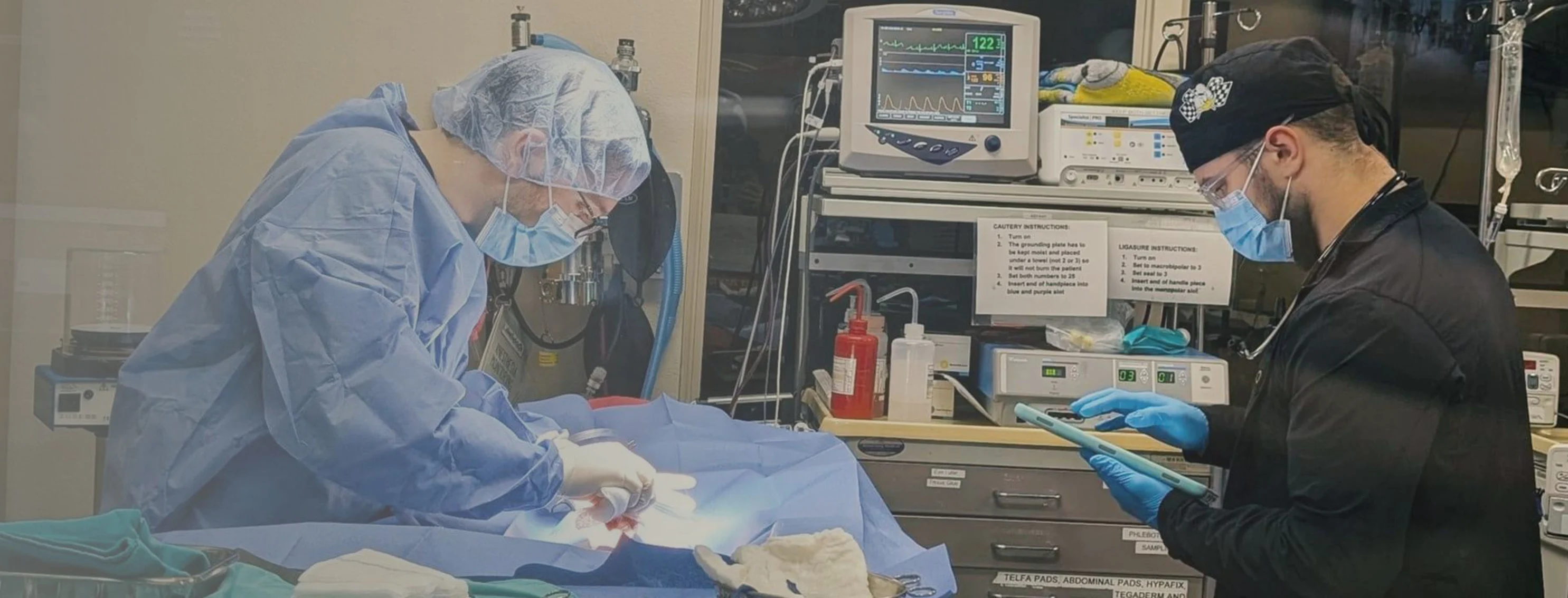 Vets performing surgery on a patient. Vets performing surgery on a patient.