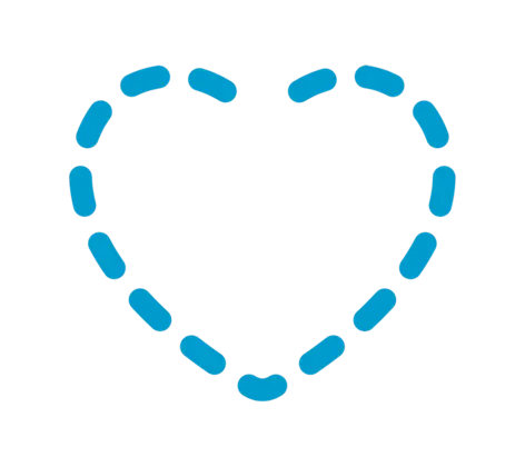 Blue icon outline of a heart Blue icon outline of a heart